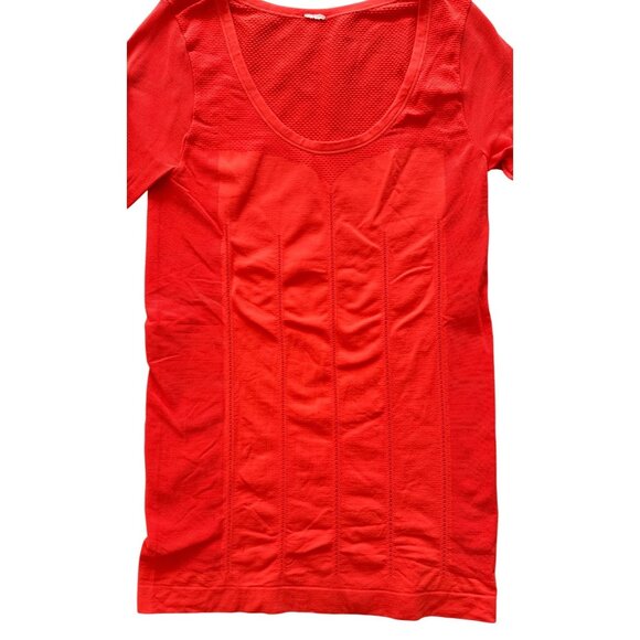 Womens Red scoopneck Long Sleeve Top with Mesh Detail & Scoop Neck - Picture 3 of 7